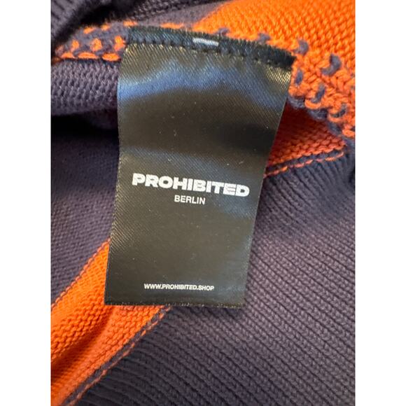 Prohibited Unisex Cardigan Orange/Vintage Purple Stripe Three Button Size L - Picture 13 of 14